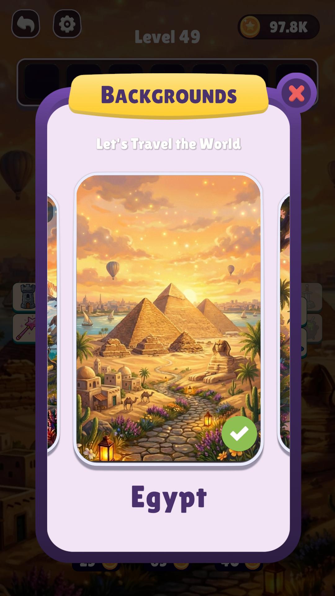 Backgrounds menu